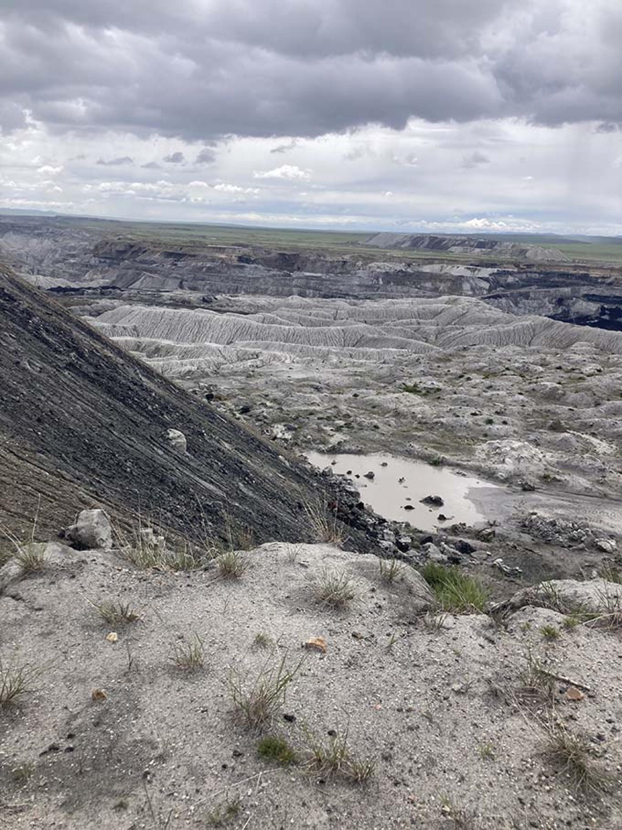 Figure 3: “Rehabilitation” of the Baganuur mine: the mine has been filled in the foreground.  Photo: Emilie Barrelle